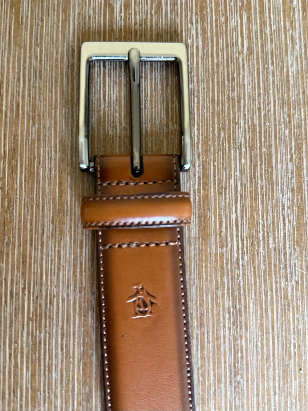 Penguin Genuine Leather Men’s Belt Tan Brown Cognac Size 42 EUC